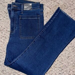 Express Dark Blue Cropped Flare Jeans